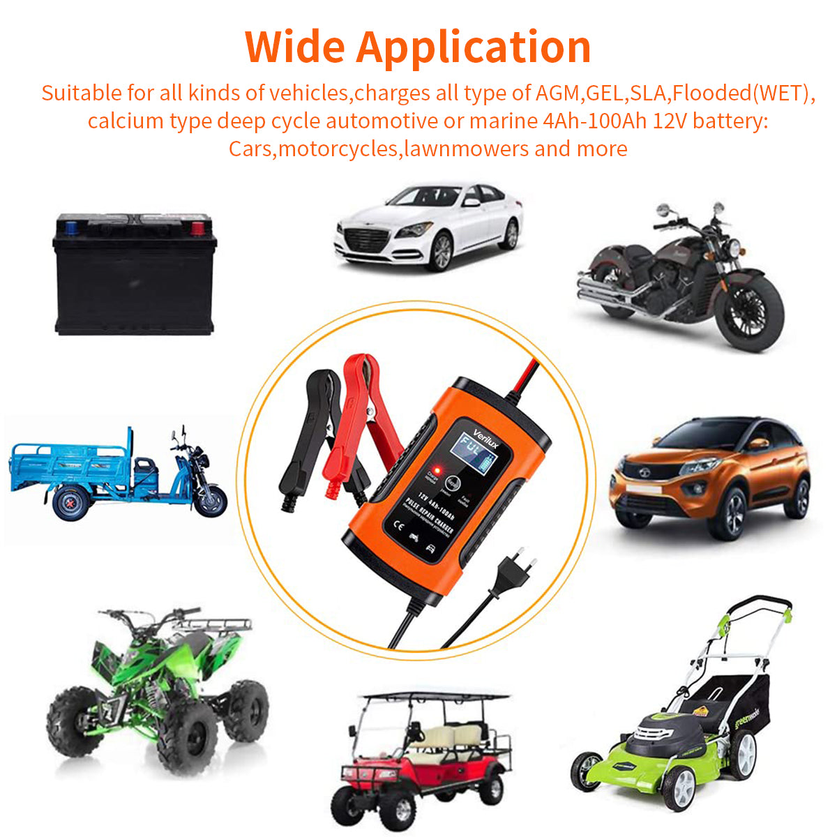 Eleboat® Fully Automatic Car Battery Charger 5A 12V, EU Plugfor Car, Motorcycle, Lawn Mower and More(Red) Eleboat® Fully Automatic Car Battery Charger 5A 12V, EU Plugfor Car, Motorcycle, Lawn Mower and More(Red)